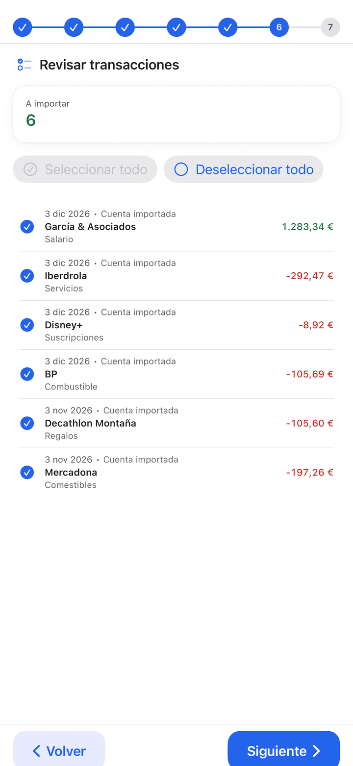 Import wizard for CSV, QIF, OFX and bank files on iPhone