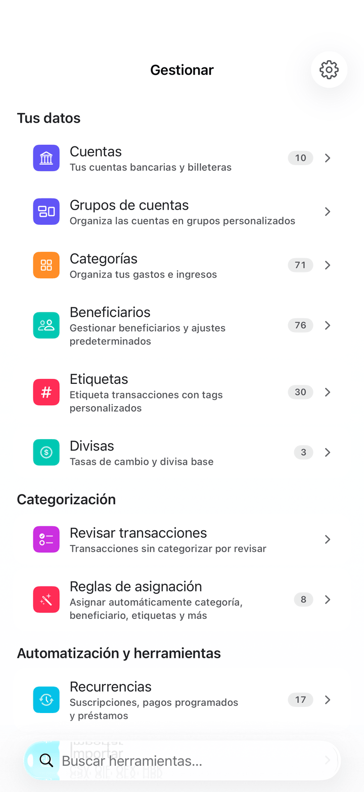 Account management and settings on iPhone