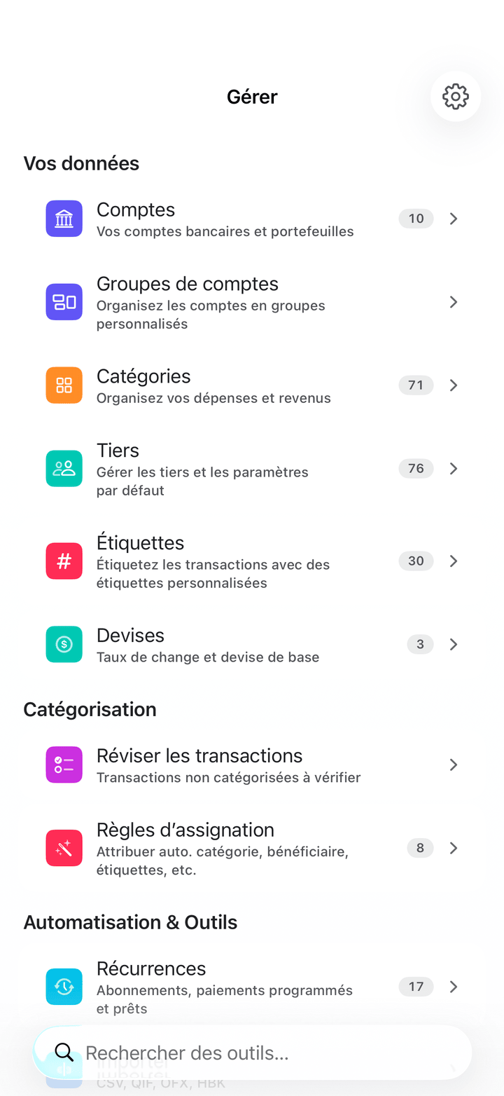 Account management and settings on iPhone