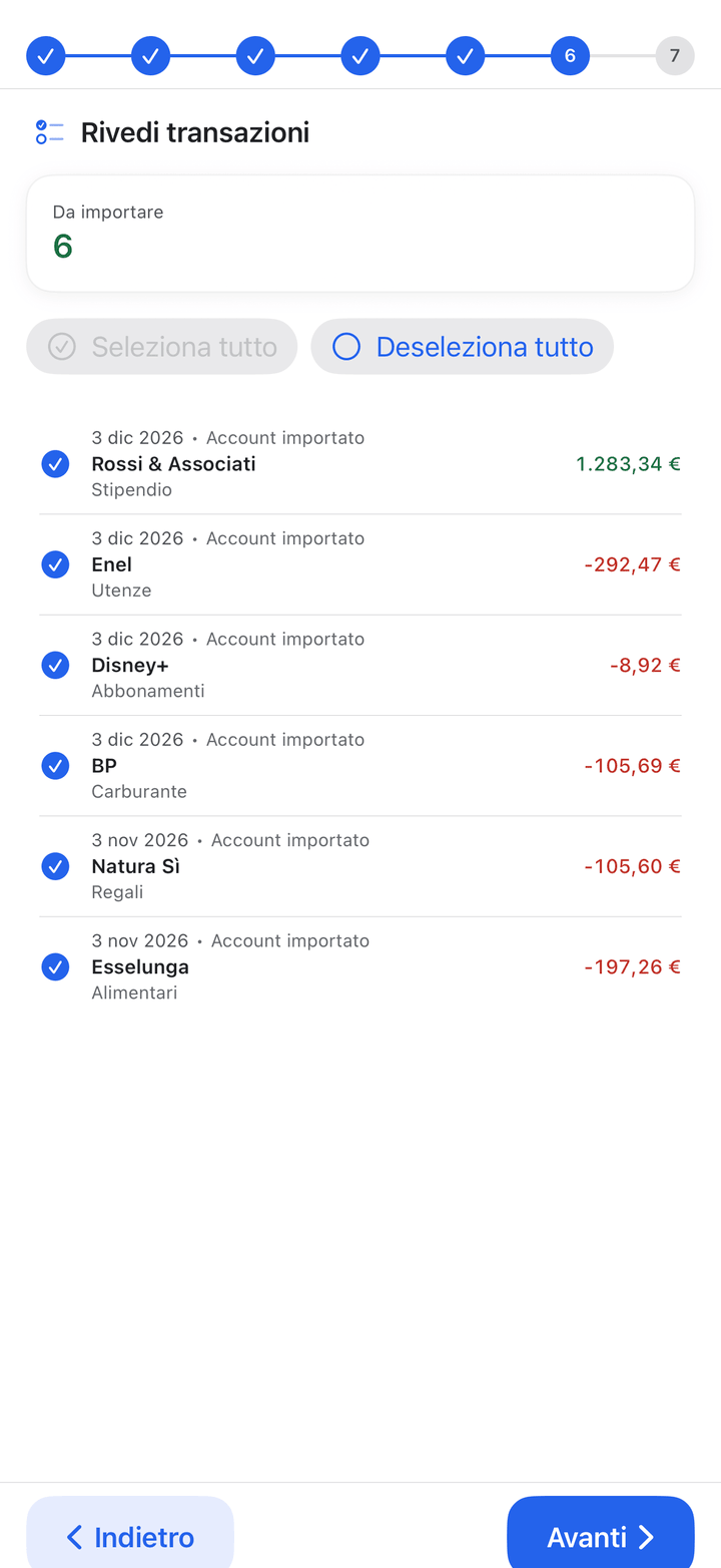 Import wizard for CSV, QIF, OFX and bank files on iPhone