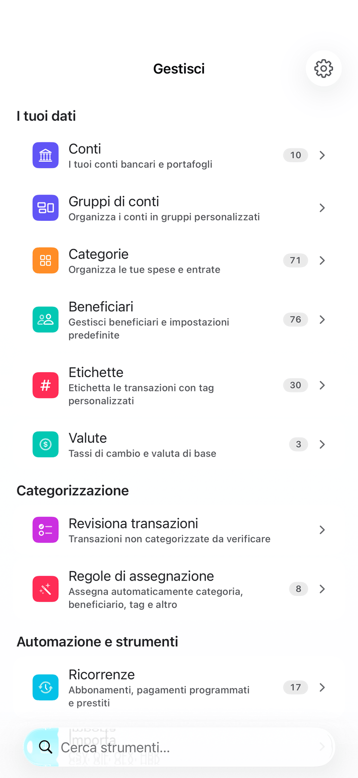 Account management and settings on iPhone
