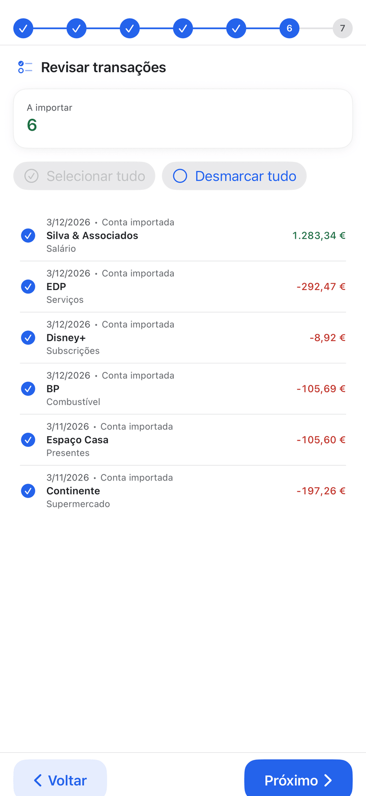 Import wizard for CSV, QIF, OFX and bank files on iPhone