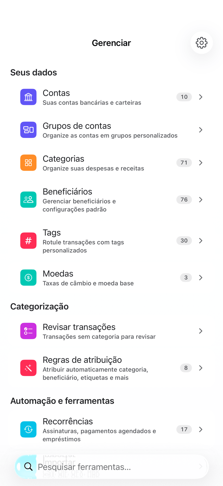 Account management and settings on iPhone